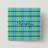 Blau Kariert von Shirley Taylor Button (Vorderseite)