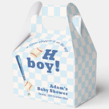 Blau karierter Baseball-Schläger-Junge-Baby-Party
