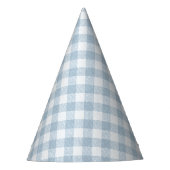 Blau karierter Geburtstag Partyhütchen (Vorderseite)