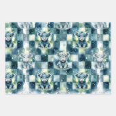 Blau Karierter Highland-Rind Schnee Winter Geschenkpapier Set (Vorderseite)