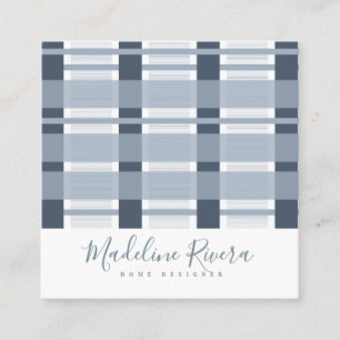 Blau karierter Home-Designer Quadratische Visitenkarte