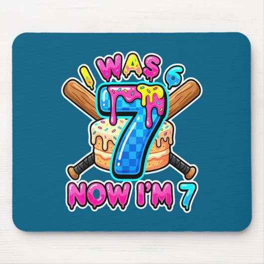 Blau karierter Ich war 6 jetzt bin ich 7 Geburtsta Mousepad (Vorne)