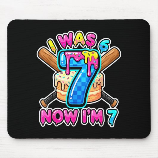Blau karierter Ich war 6 jetzt bin ich 7 Geburtsta Mousepad (Vorne)