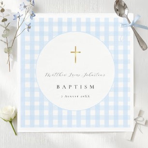 Blau kariertes Baby-Taufpapier Serviette