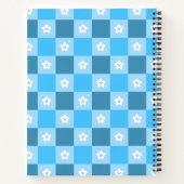 Blau kariertes Blumen Notizbuch (Rückseite)