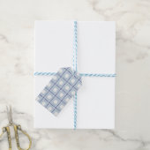 Blau kariertes Gänseblümchen-Muster Geschenkanhänger (Mit Garn)