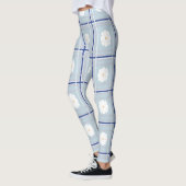 Blau kariertes Gänseblümchen-Muster Leggings (Links)