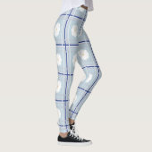 Blau kariertes Gänseblümchen-Muster Leggings (Rechts)