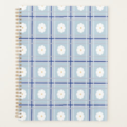 Blau kariertes Gänseblümchen-Muster Planer