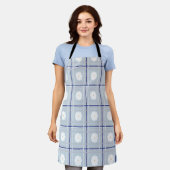 Blau kariertes Gänseblümchen-Muster Schürze (Getragen)