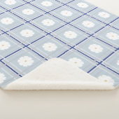 Blau kariertes Gänseblümchen-Muster Sherpadecke (3/4)