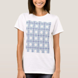 Blau kariertes Gänseblümchen-Muster T-Shirt