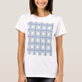 Blau kariertes Gänseblümchen-Muster T-Shirt