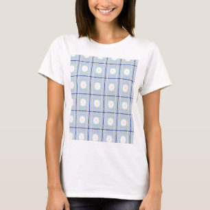 Blau kariertes Gänseblümchen-Muster T-Shirt