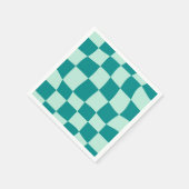 Blau kariertes Muster Groovy Retro Serviette (Ecke)