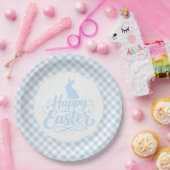 Blau kariertes Ostern Pappteller (Party)