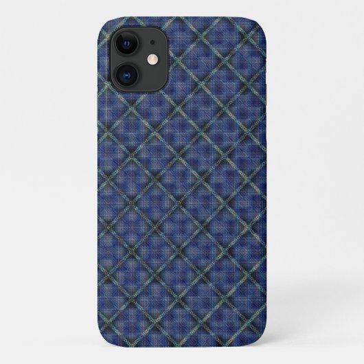 Blau kariertes Quadrat mit pixeligen Punkten Case-Mate iPhone Hülle (Rückseite)