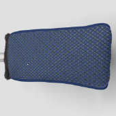 Blau kariertes Quadrat mit pixeligen Punkten Golf Headcover (Vorderseite)