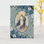 Blau | katholisch | Jungfrau Mary Karte (Gelbe Blume)