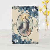 Blau | katholisch | Jungfrau Mary Karte (Gelbe Blume)