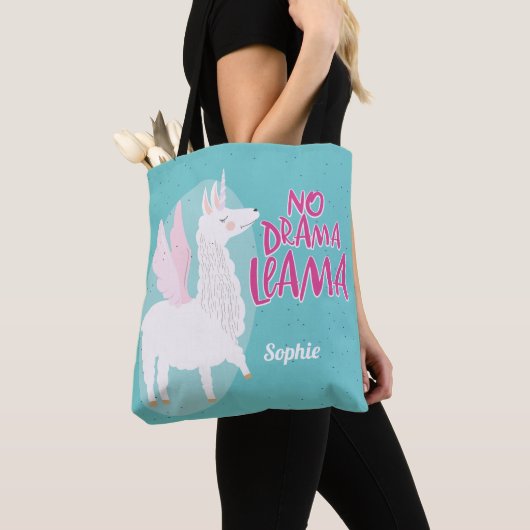Blau kein Drama-Lama| Unicorn-Lama personalisiert Tasche (Von Nahem)