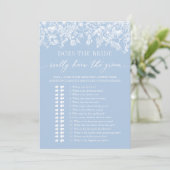 Blau kennt die Braut wirklich das Groom Game Einladung (Stehend Vorderseite)