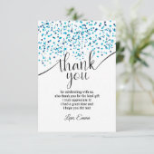 Blau, Konfetti, danke Karte (Stehend Vorderseite)