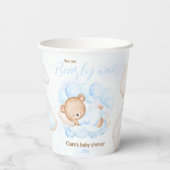 Blau können wir frühzeitig abwarten Baby Dusche Pa Pappbecher (Rückseite)