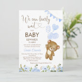 Blau können wir frühzeitig warten Bärenballons Bab Einladung (Stehend Vorderseite)