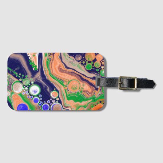 Blau, Koralle und Grüne Farbflüsse Kunst Gepäckanhänger (Vorderseite (Horizontal))