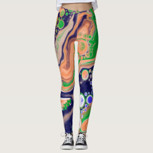 Blau, Koralle und Grüne Farbflüsse Kunst Leggings