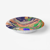 Blau, Koralle und Grüne Farbflüsse Kunst Pappteller (Gewinkelt)