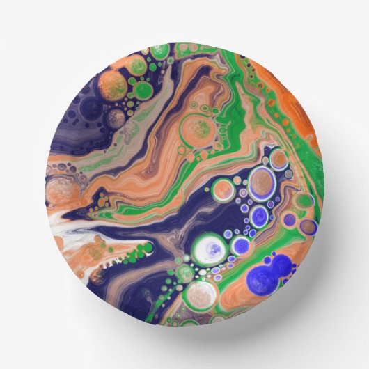 Blau, Koralle und Grüne Farbflüsse Kunst Pappteller (Vorderseite)