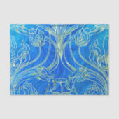 Blau, Kunst nouveau, mit Blumen, Schönheitsepoche, Seidenpapier (Vorderseite)