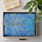 Blau, Kunst nouveau, mit Blumen, Schönheitsepoche, Seidenpapier (Geschenk)