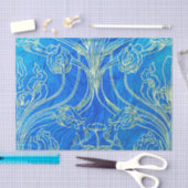 Blau, Kunst nouveau, mit Blumen, Schönheitsepoche, Seidenpapier (Handwerk)