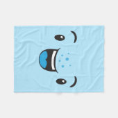Blau lächelnd Kawaii Face Fleece Blanket (Vorderseite (Horizontal))