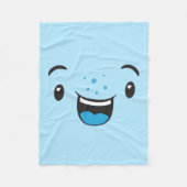 Blau lächelnd Kawaii Face Fleece Blanket (Vorderseite)