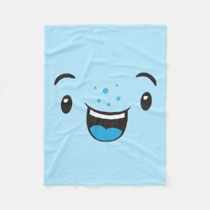 Blau lächelnd Kawaii Face Fleece Blanket
