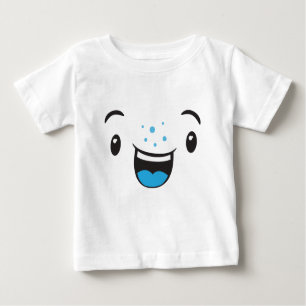 Blau lächelnd Kawaii Gesicht Kinder Kleidung Baby T-shirt