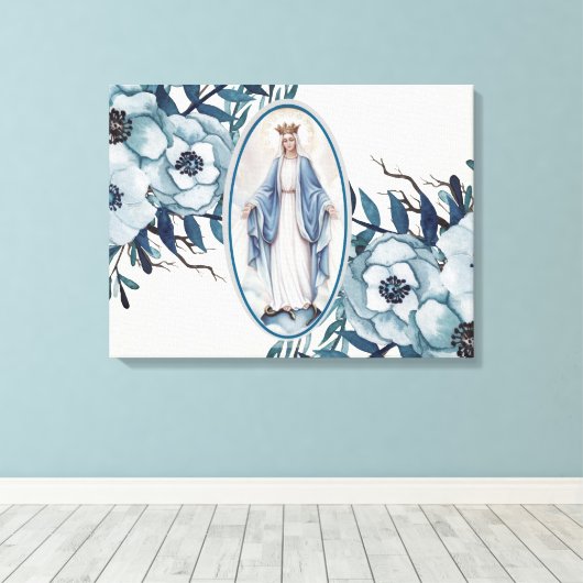 Blau | Lady of Grace | Jungfrau Mary | Spitze Leinwanddruck (Insitu (Holzboden))