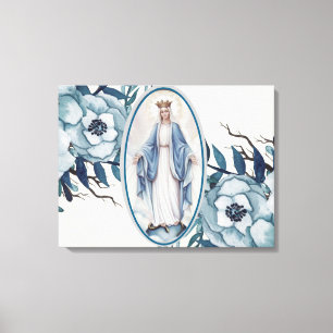 Blau Lady of Grace Jungfrau Mary Spitze Leinwanddruck