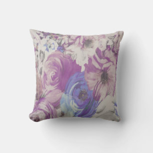 Blau/Lavendel mit Blumen Kissen