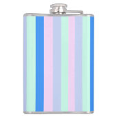 Blau, Lavendel, Rosa und Pastellfarben Grüne Strei Flachmann (Rückseite)