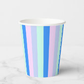 Blau, Lavendel, Rosa und Pastellfarben Grüne Strei Pappbecher (Rückseite)
