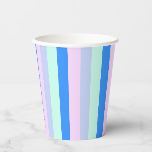 Blau, Lavendel, Rosa und Pastellfarben Grüne Strei Pappbecher (Vorderseite)