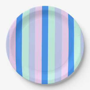 Blau, Lavendel, Rosa und Pastellfarben Grüne Strei Pappteller