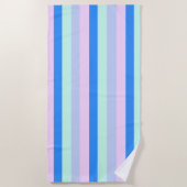 Blau, Lavendel, Rosa und Pastellfarben Grüne Strei Strandtuch (Vorderseite)