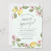 Blau | Lemon Wreath Main Squeeze Brautparty Einladung (Vorderseite)