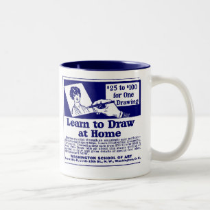 Blau "LERNT, Kaffee-Tasse ZU ZEICHNEN" Zweifarbige Tasse